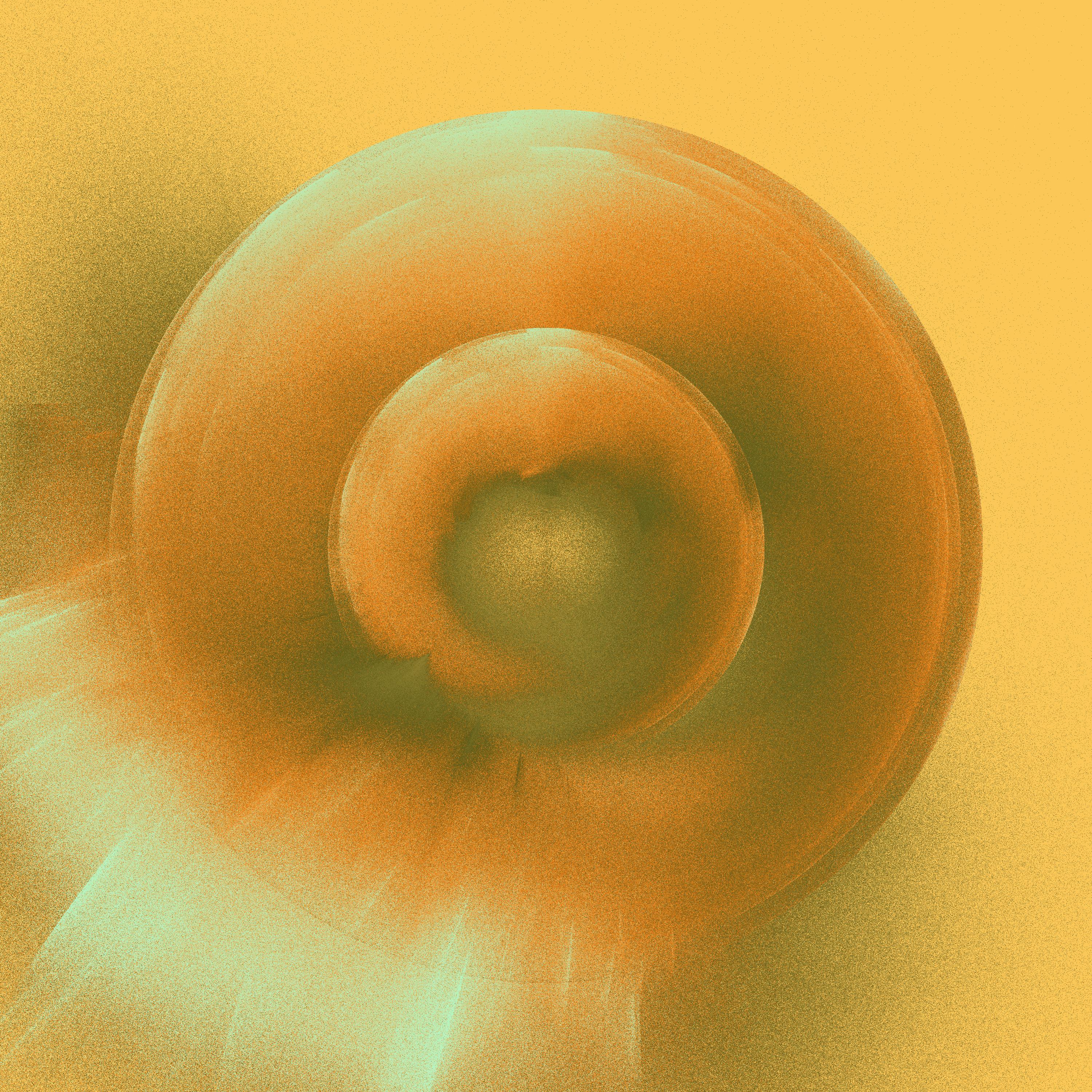 concentric circular noise patterns shonw in orange and brown against a pale tan background, with busts of noise in the lower-left corner