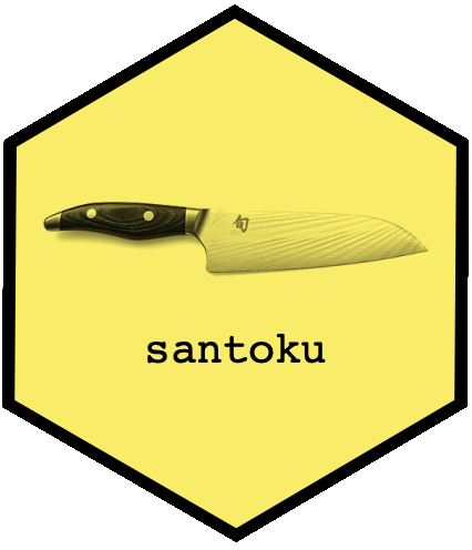Hex sticker image for the santoku R package