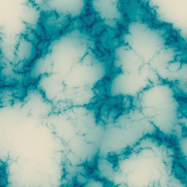 Fractal noise pattern that looks like white clouds against a teal sky